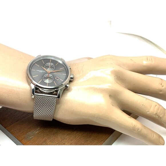 Hugo Boss Men's Watch 1513440 Quartz Chronograph Gray Dial Silver Steel 41mm - Picture 4 of 13